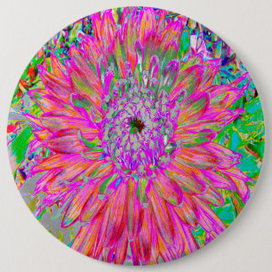Farbenfrohe Regenbogen Abstrakt dekorative Dahlia Button