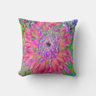 Farbenfrohe Regenbogen Abstrakt dekorative Dahlia Kissen