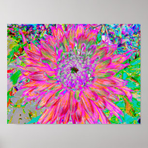 Farbenfrohe Regenbogen Abstrakt dekorative Dahlia  Poster