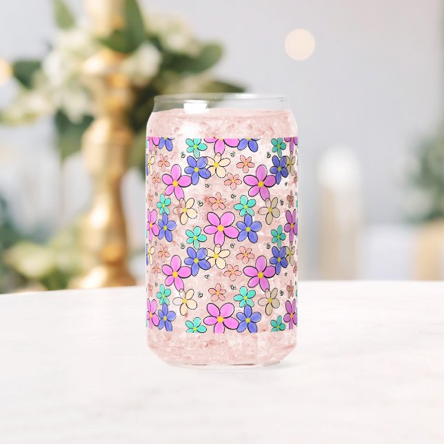 farbenfrohe Regenbogen-Blume Hummeln blühend Dosenglas (Insitu (Hochzeit))
