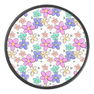 farbenfrohe Regenbogen-Blume Hummeln blühend Eishockey Puck