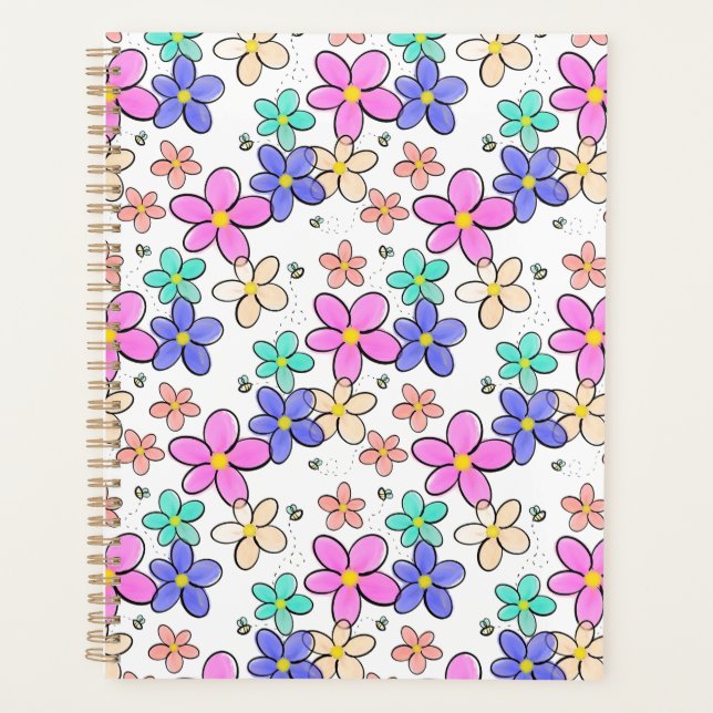 farbenfrohe Regenbogen-Blume Hummeln blühend Planer (Vorderseite)