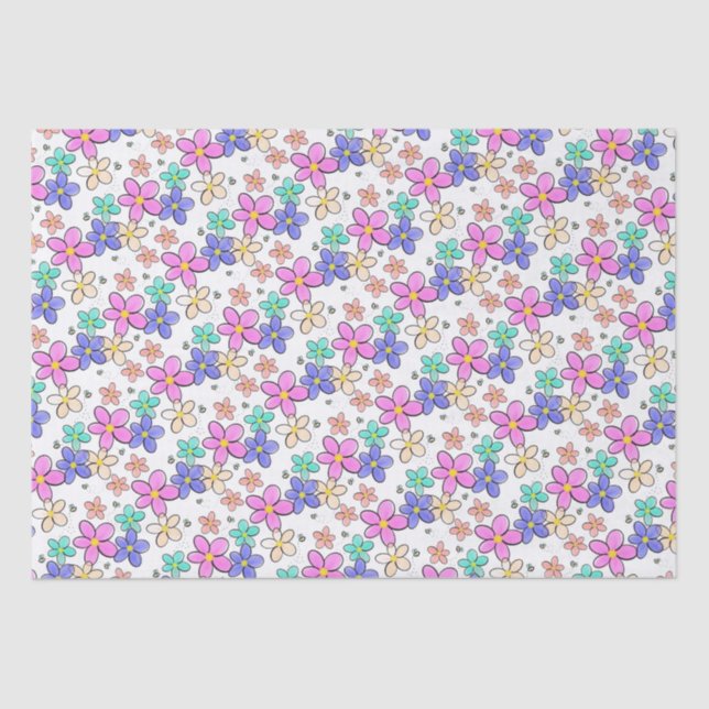 farbenfrohe Regenbogen-Blume Hummeln blühend Seidenpapier (Vorderseite)