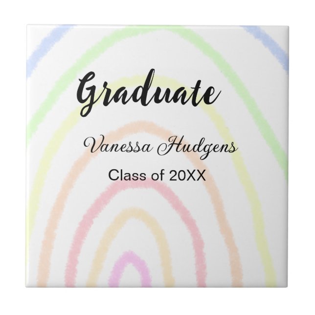 Farbenfrohe Regenbogen-Boho-Abschluss geben Jahr Fliese (Vorderseite)