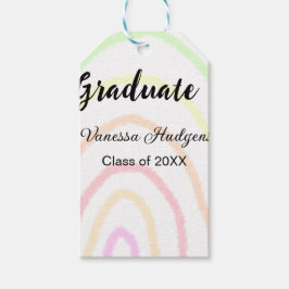 Farbenfrohe Regenbogen-Boho-Abschluss geben Jahr Geschenkanhänger