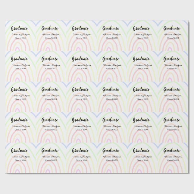 Farbenfrohe Regenbogen-Boho-Abschluss geben Jahr Geschenkpapier (Flach)