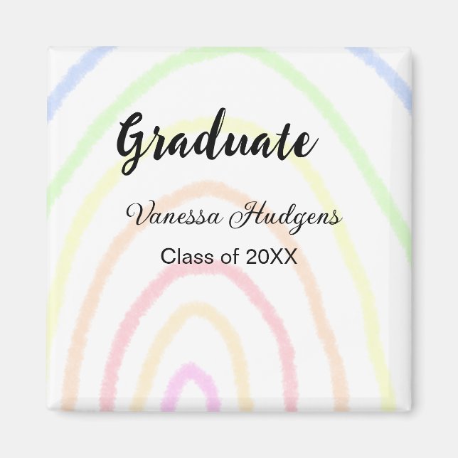 Farbenfrohe Regenbogen-Boho-Abschluss geben Jahr Magnet (Vorne)