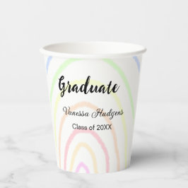 Farbenfrohe Regenbogen-Boho-Abschluss geben Jahr Pappbecher