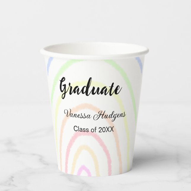 Farbenfrohe Regenbogen-Boho-Abschluss geben Jahr Pappbecher (Vorderseite)