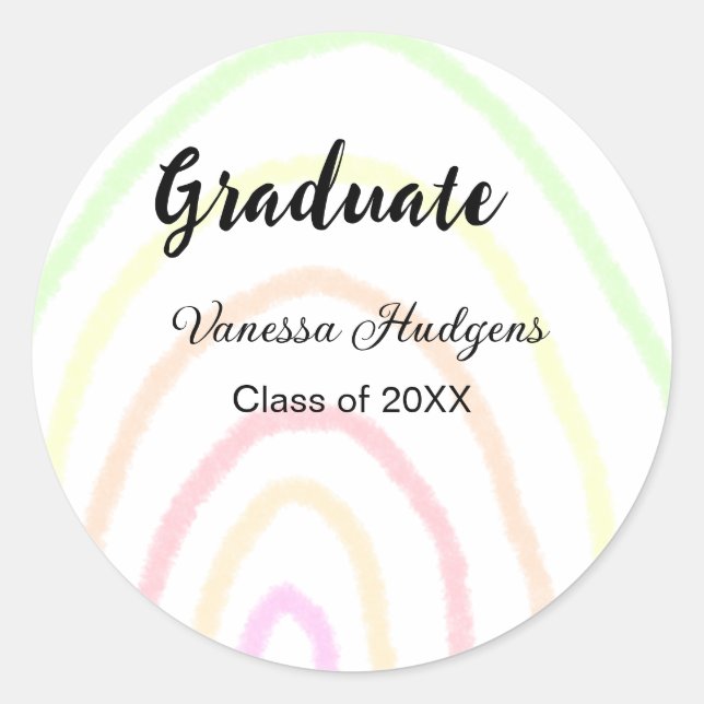 Farbenfrohe Regenbogen-Boho-Abschluss geben Jahr Runder Aufkleber (Vorderseite)