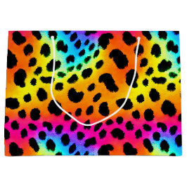 Farbenfrohe Regenbogen-Cheetah Nahtloses Muster Große Geschenktüte
