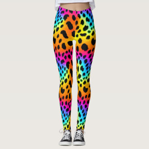 Farbenfrohe Regenbogen-Cheetah Nahtloses Muster Leggings