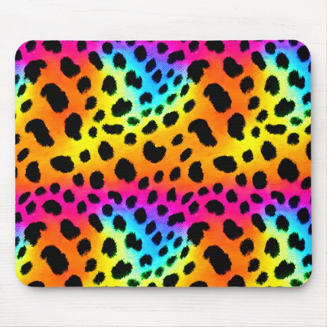 Farbenfrohe Regenbogen-Cheetah Nahtloses Muster Mousepad (Vorne)