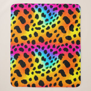 Farbenfrohe Regenbogen-Cheetah Nahtloses Muster Sherpadecke