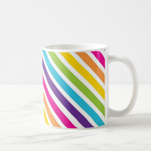 Farbenfrohe Regenbogen-Diagonale Streifen Geschenk Tasse