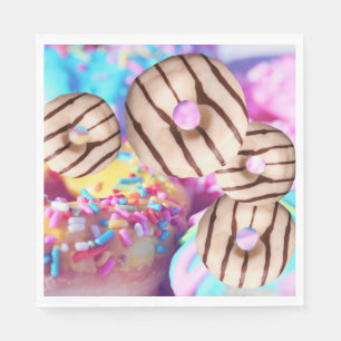 Farbenfrohe Regenbogen-Donuts Papier Napkins Serviette