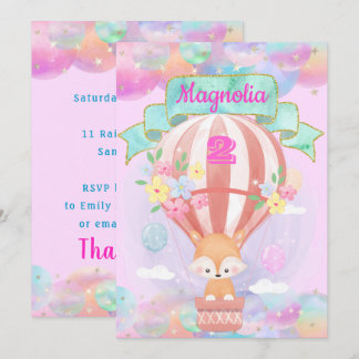 Farbenfrohe Regenbogen Einhorn Heißluftballon Brow Einladung