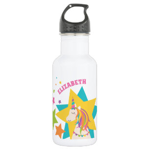 Farbenfrohe Regenbogen Einhorn Sterne Girly Indivi Edelstahlflasche