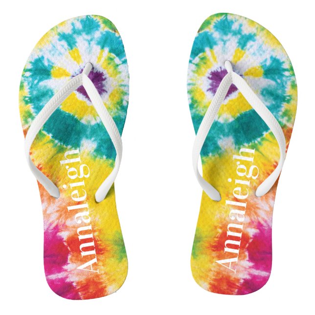Farbenfrohe Regenbogen Gefärbte Krawatte Individue Flip Flops (Fußbett)