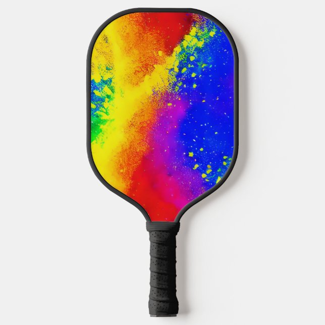 Farbenfrohe Regenbogen-geschweißte Paint-Muster Pickleball Schläger (Vorderseite)