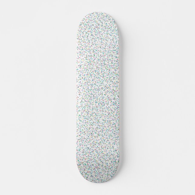 Farbenfrohe Regenbogen-gesprenkelte Punkte Skateboard (Vorne)