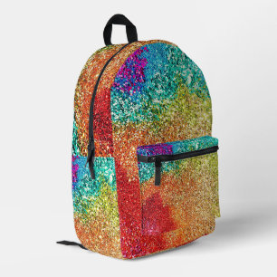 Farbenfrohe Regenbogen-Glittermuster Cool Trendy Bedruckter Rucksack