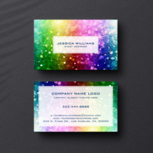 Farbenfrohe Regenbogen-Glitzer-Textur personalisie Visitenkarte
