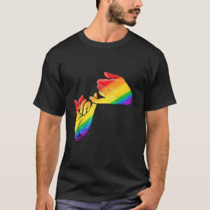 Farbenfrohe Regenbogen Hände Pinky Swear Promise L T-Shirt