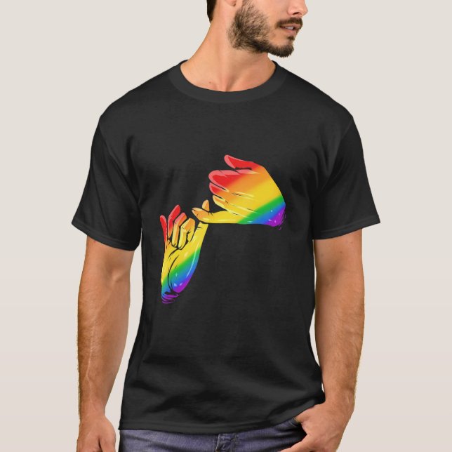 Farbenfrohe Regenbogen Hände Pinky Swear Promise L T-Shirt (Vorderseite)