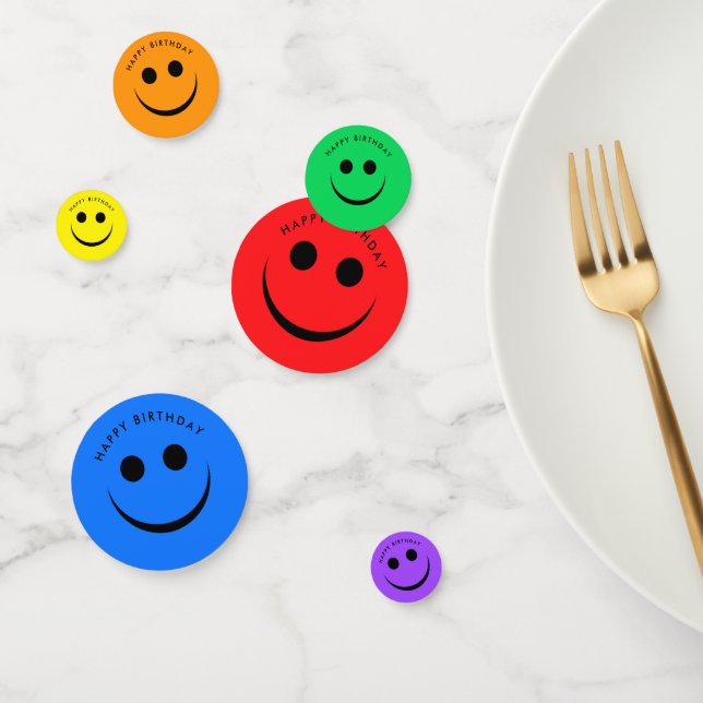 Farbenfrohe Regenbogen Happy Face Birthday Confett Konfetti (Gruppe)