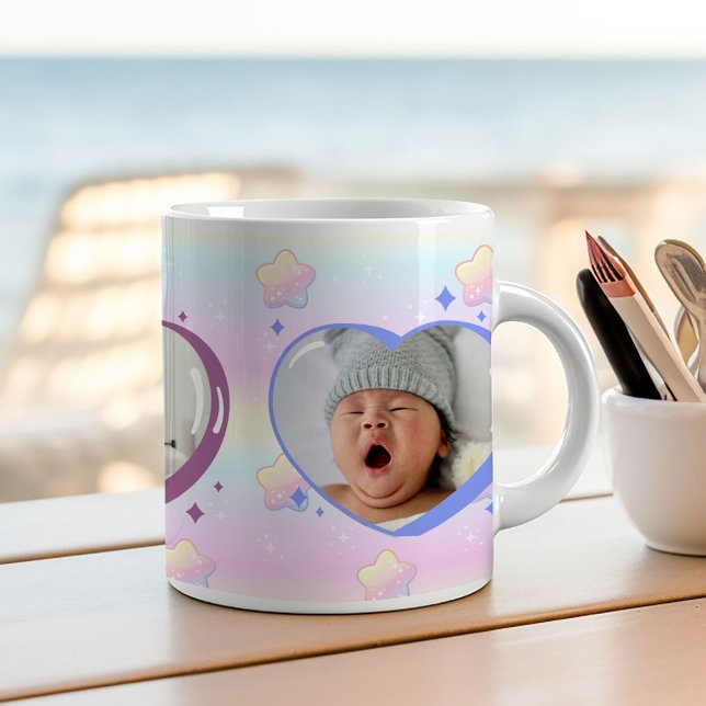 Farbenfrohe Regenbogen-Herzen im Sky Custom-Foto Jumbo-Tasse (Von Creator hochgeladen)
