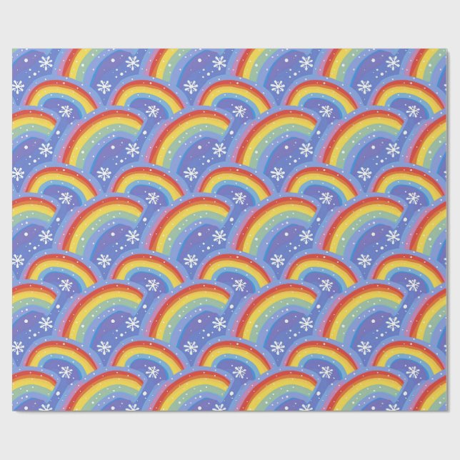 Farbenfrohe Regenbogen im Lila Hintergrund Geschenkpapier (Flach)