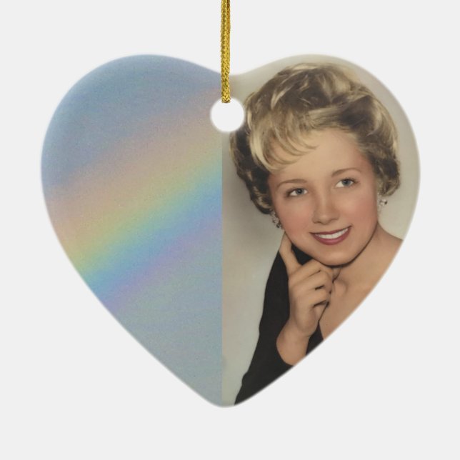 Farbenfrohe Regenbogen in Blue Sky, junge Frau neu Keramik Ornament (Hinten)