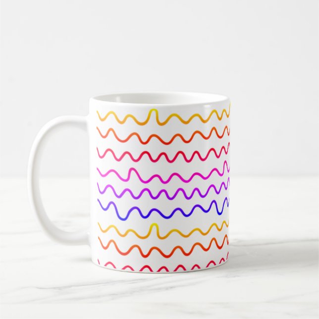 Farbenfrohe Regenbogen knistern Linien Minimal Mod Kaffeetasse (Links)