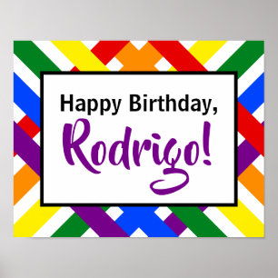 Farbenfrohe Regenbogen-Kreuzstreifen zum Geburtsta Poster