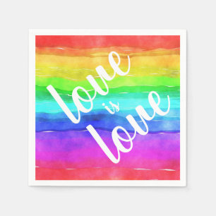 Farbenfrohe Regenbogen Liebe ist Liebe  Gay Pride Serviette