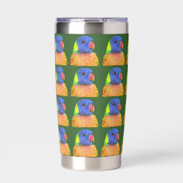 Farbenfrohe Regenbogen Lorikeet Parrot Foto Muster Thermobecher