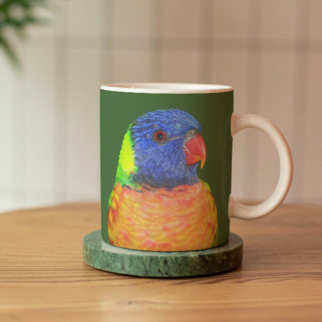 Farbenfrohe Regenbogen Lorikeet Parrot Foto Tasse (In Situ Coaster)