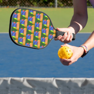 Farbenfrohe Regenbogen Lorikeet Parrot Muster Pickleball Schläger