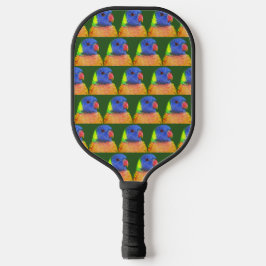 Farbenfrohe Regenbogen Lorikeet Parrot Muster Pickleball Schläger