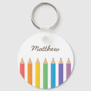 Farbenfrohe Regenbogen-Malerstifte für Schulkinder Schlüsselanhänger