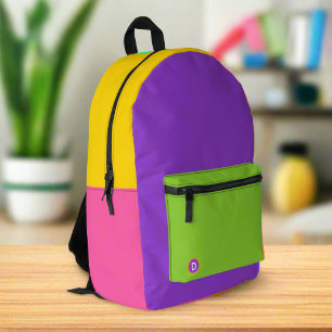 Farbenfrohe Regenbogen-Monogramm Zurück zur Schule Bedruckter Rucksack