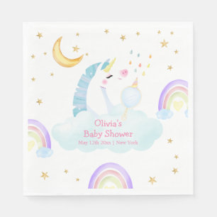 Farbenfrohe Regenbogen-Moon Star Unicorn Kinderdus Serviette