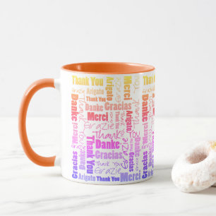 Farbenfrohe Regenbogen Multilingual Danke Word Clo Tasse
