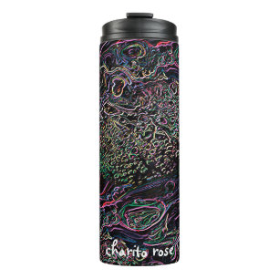 Farbenfrohe Regenbogen Nebel Marmorbläschen Linien Thermosbecher