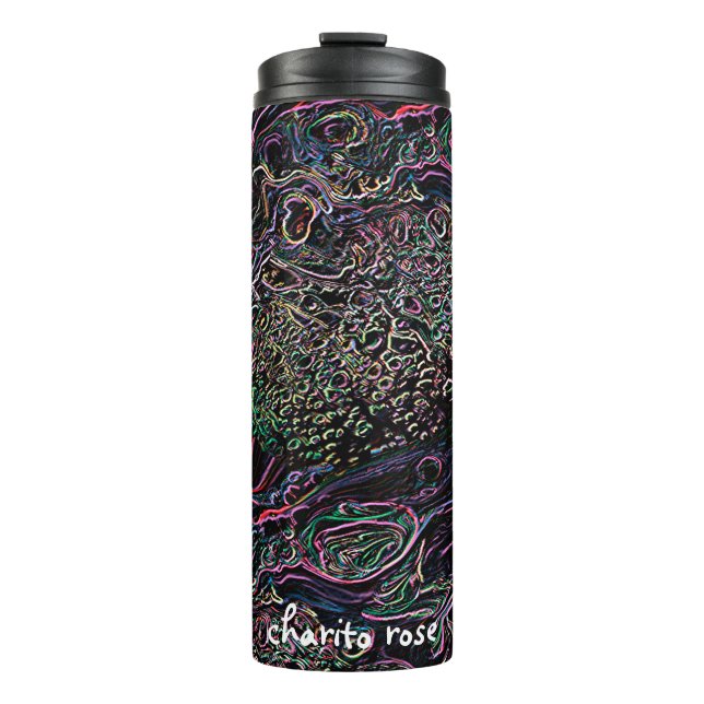 Farbenfrohe Regenbogen Nebel Marmorbläschen Linien Thermosbecher (Vorderseite)