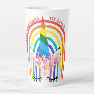 Farbenfrohe Regenbogen Niedlich Einhorn Frohe Weih Milchtasse