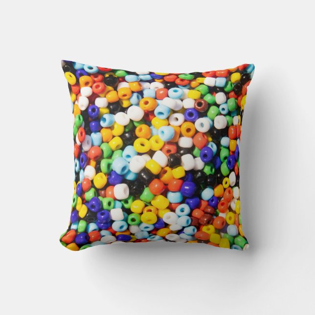 Farbenfrohe Regenbogen-Pile der Perlen Kissen (Vorderseite)