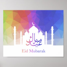 Farbenfrohe Regenbogen Polygonal Eid Moschee Poste Poster