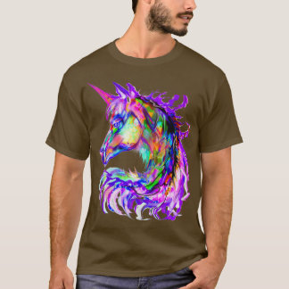 Farbenfrohe Regenbogen Psychedelic Unicorn Pferdek T-Shirt
